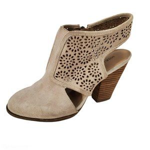 Sole Society Ankle Booties Size 7 Beige Suede Cutout Boho Cowgirl Western Hippie